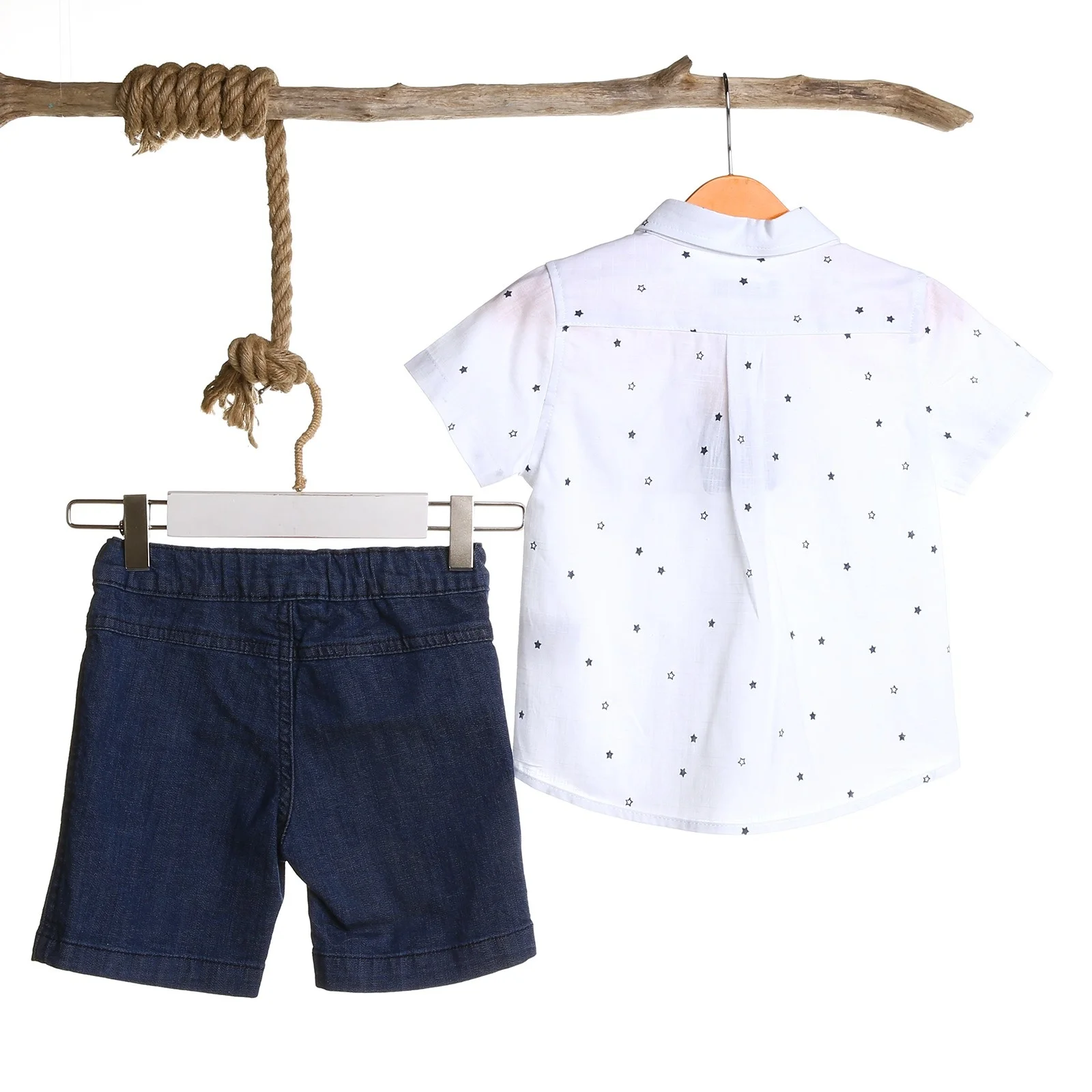 Ebebek Verscon/рубашка с текстурой для маленьких мальчиков Комплект джинсовыми