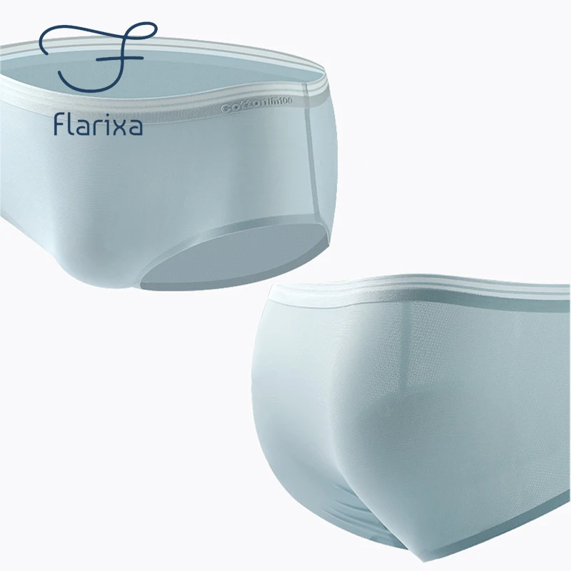

Flarixa 3PCS Sexy Transparent Underwear Seamless Women's Panties Thongs Ice Silk Breathable Mesh Large Size Cotton Crotch Briefs