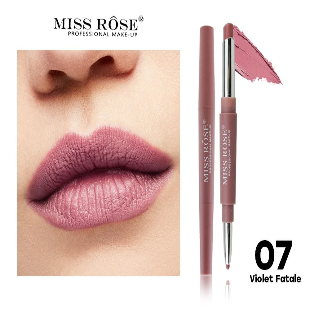 Помада для губ Кремовая + карандаш MISS ROSE увлажняет придает объем |