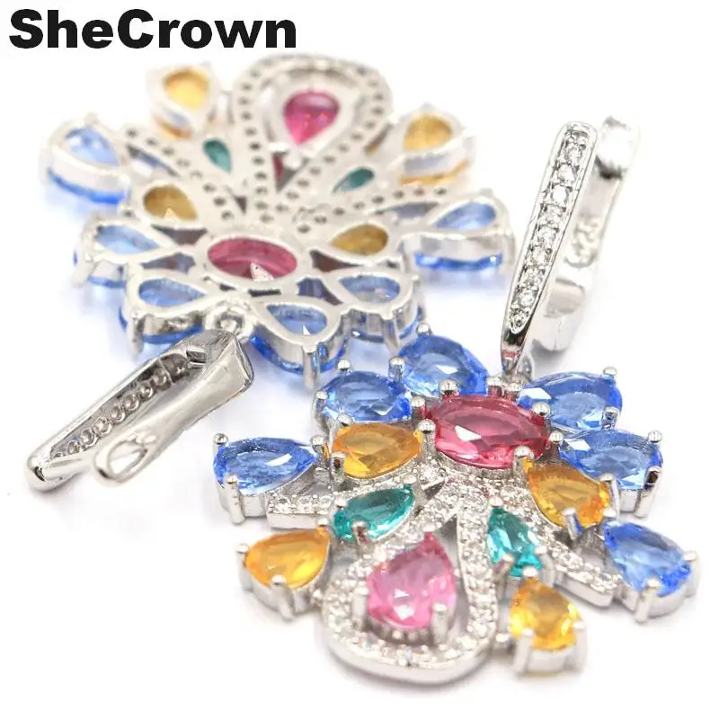 SheCrown большой тяжелый 33,6g Gemstone 30x20 мм Айолит вечерние Серебряные Серьги 48 х 22 мм