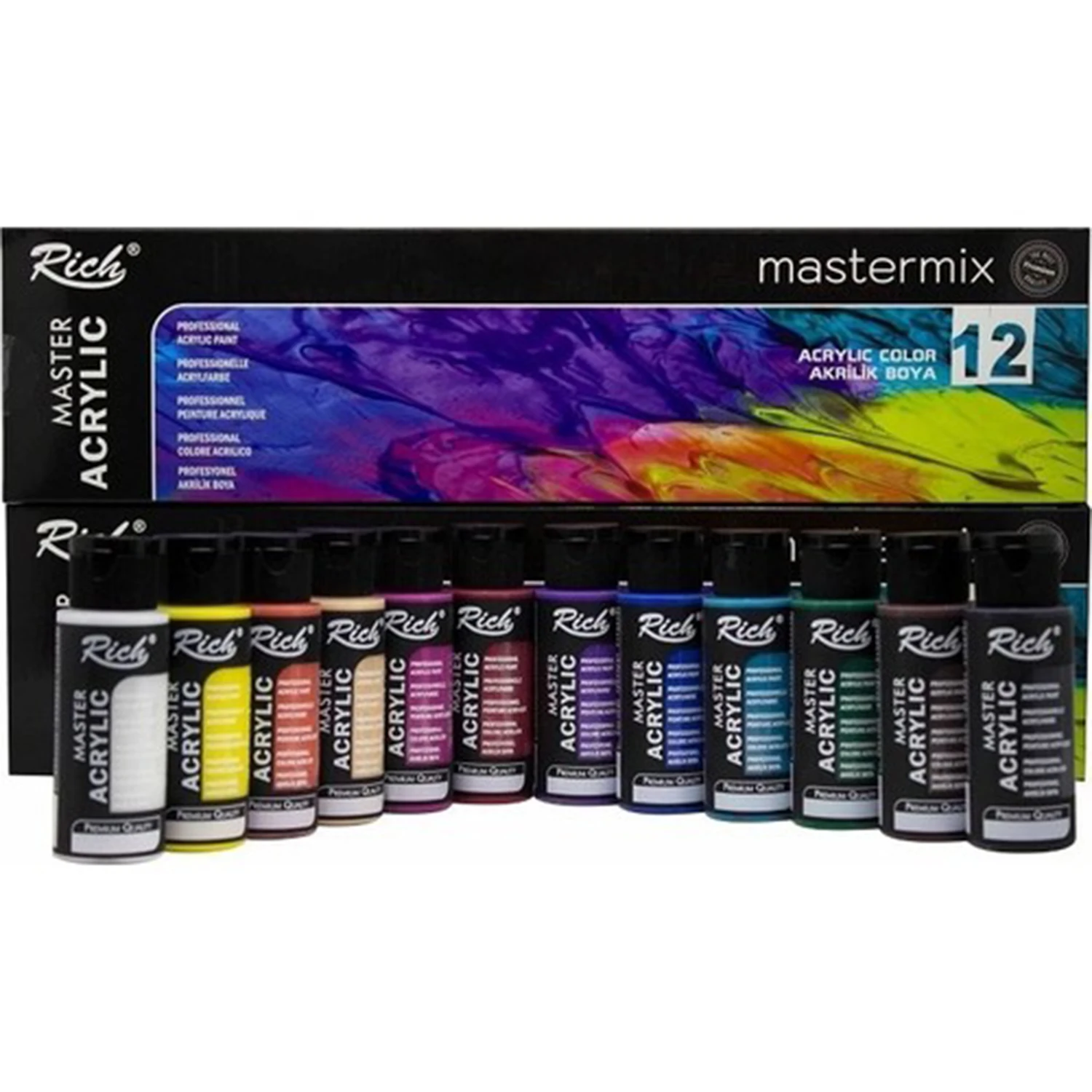 

Acrylic Paints 12x60ml Art Colors Bottles Acrylic Paints Pigment for Artists Ceramic Stone Wall Craft Paints Art