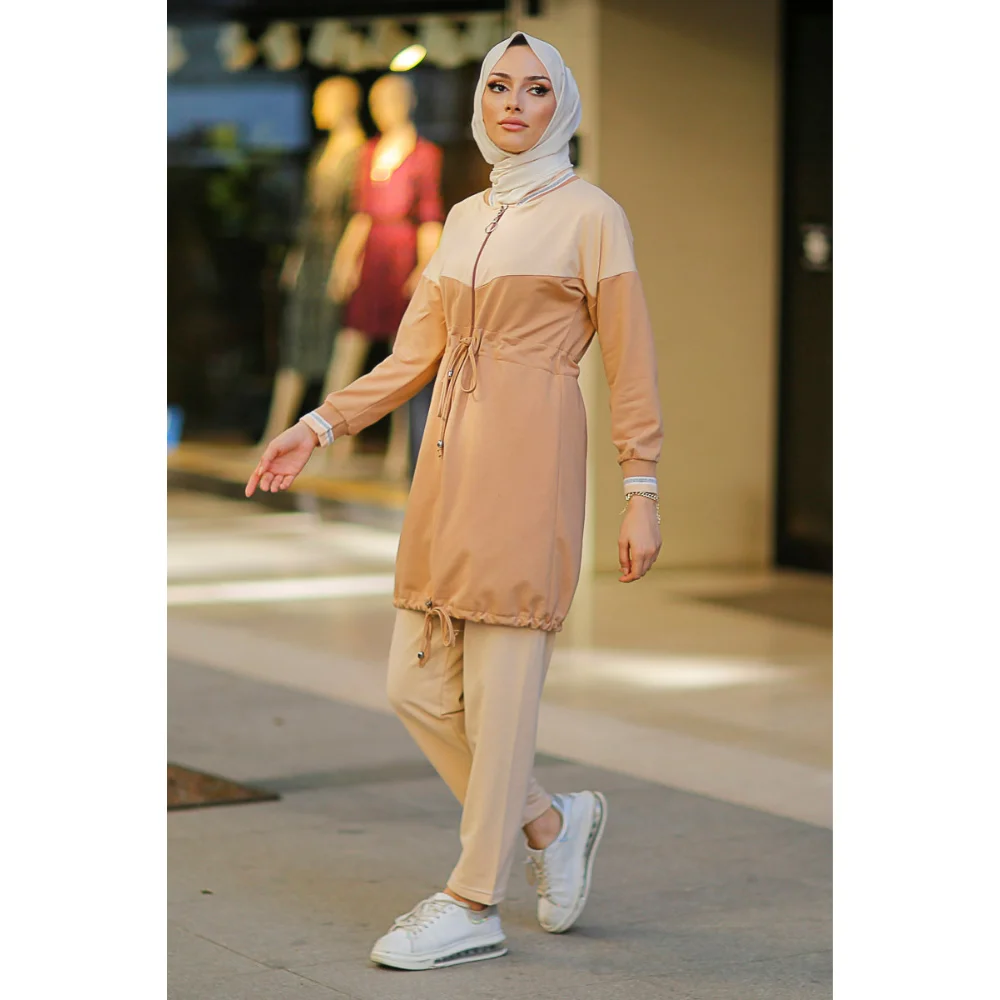 Glitter Detailed Hijab Double Suit Trend Fashion Muslim Islamic muslim dress women abaya kaftan modest dress abayas for women ab