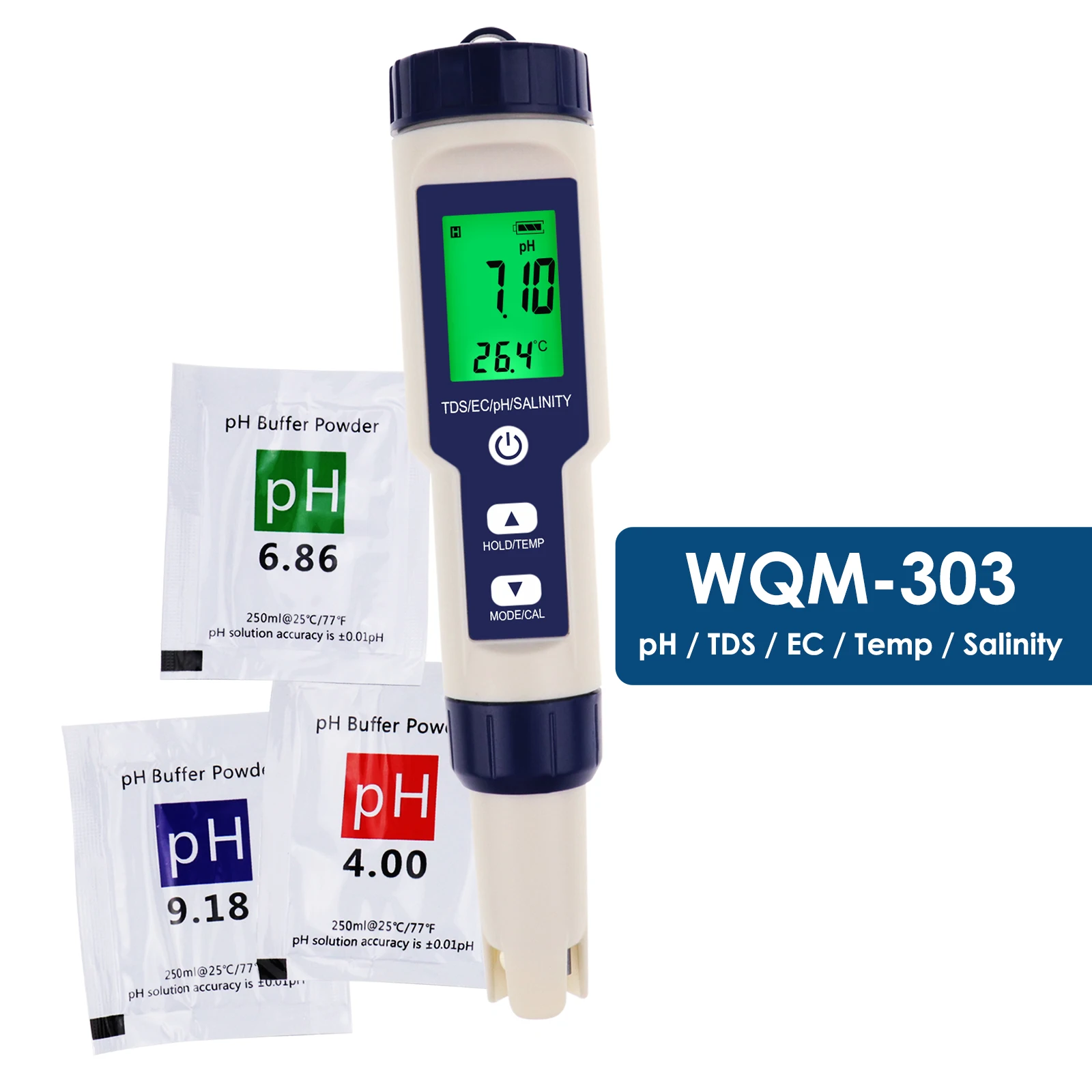 

Water Quality Tester pH / TDS / EC / Temp / Salinity Waterproof Digital Meter pH meter Pond Food Pool Cooking Seawater