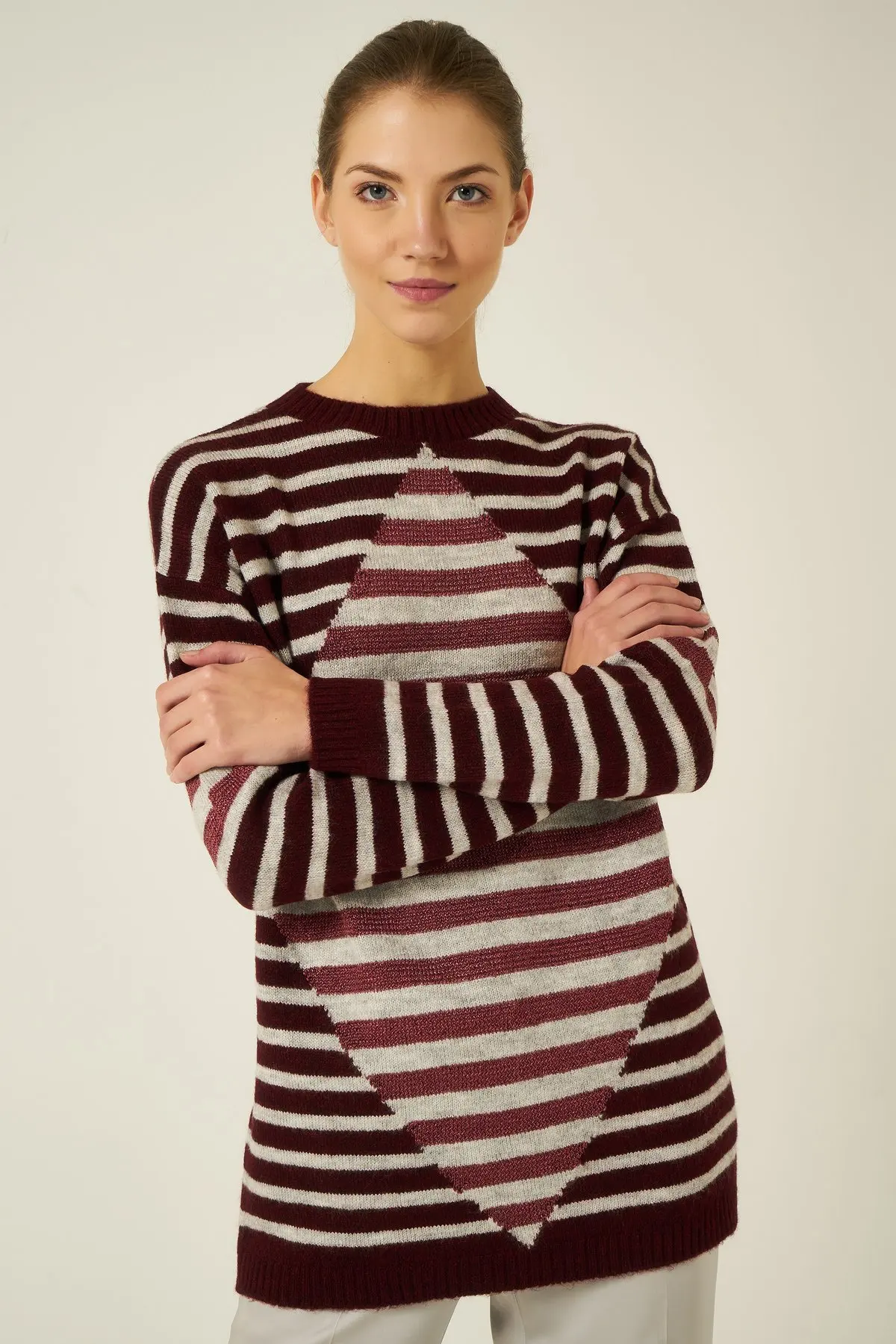 Женский джемпер в полоску с круглым вырезом Joinus |