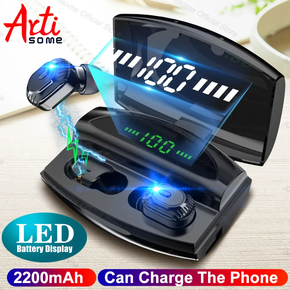 Светодиодный дисплей в ушах беспроводные наушники Bluetooth 5 0 водонепроницаемые TWS с