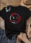 Женская футболка с рисунком смайлика, винтажная Готическая футболка с изображением гранж и tumblr для девочек и подростков, милые топы