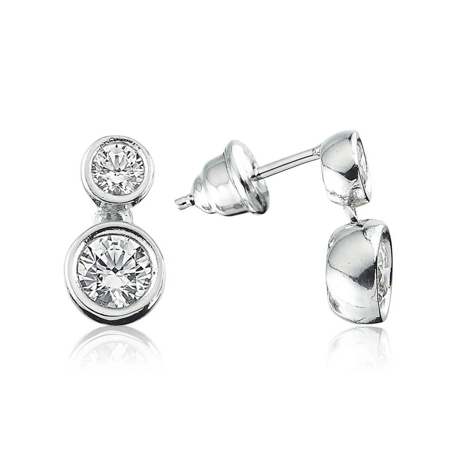 

Valori Jewels 0.78 Carat, Zirconia White Round Gemstone, Rhodium Plated, Solitaire Dangle Earrings