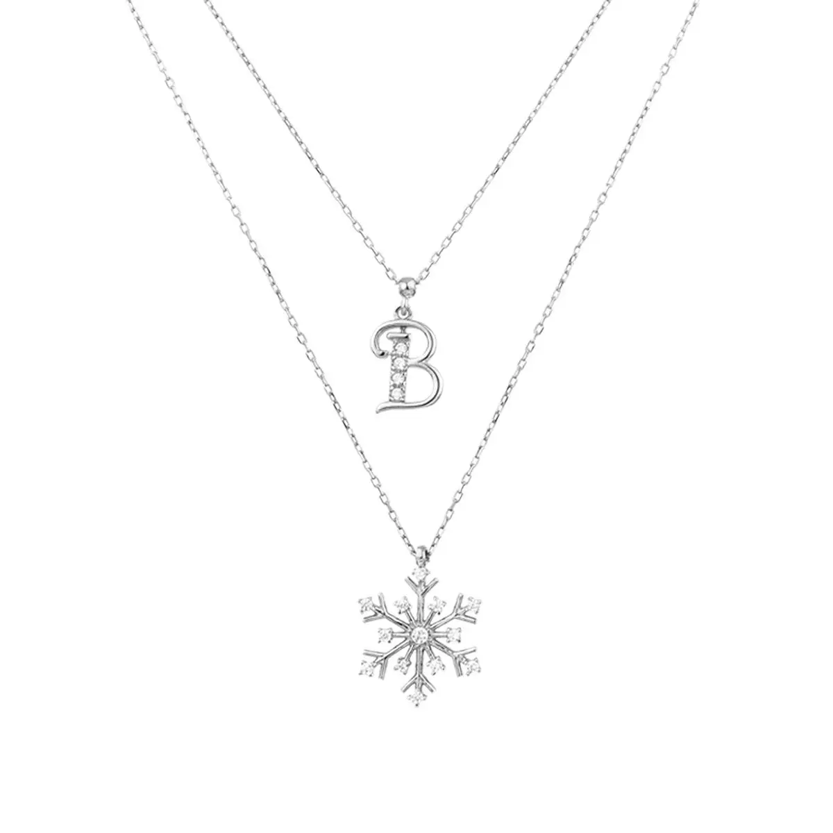 

Jewellery, Initial Snowflake Double Chain Silver Necklace, Fashion, Modern, Accessories #21647