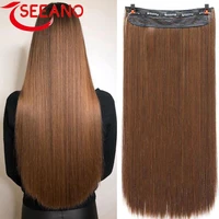 seeano synthetic clip in hair extensions long straight 24 inch heat resistant wavy hairpiece high temperature fiber false hair