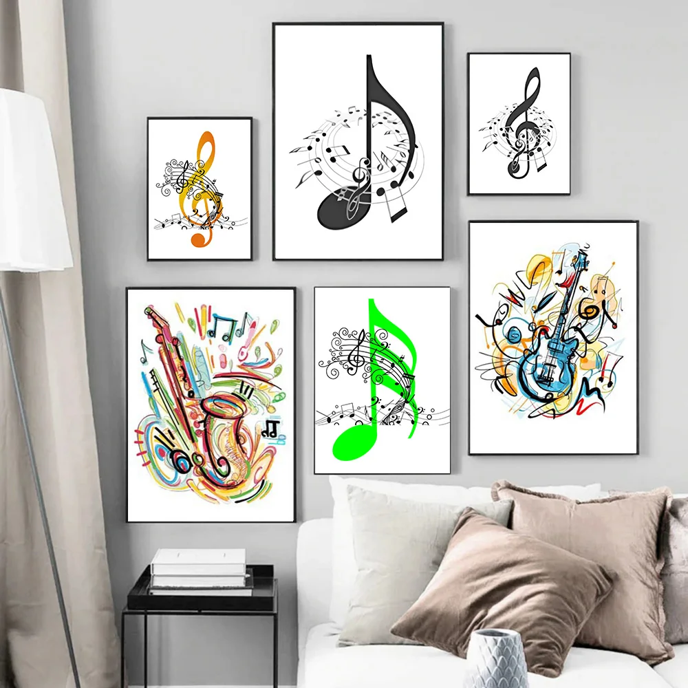 

Music Poster Canvas Painting Art Notes Music Classroom Dance Studio Decorative Print Wall Pictures Decor Cuadros No Frame
