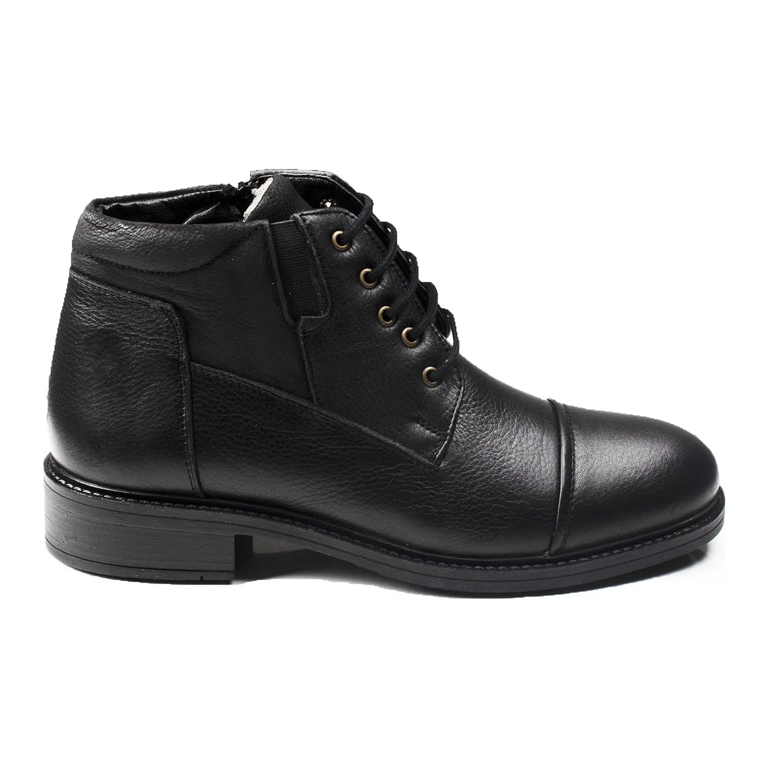 

Deepsea Black Laced With Zipper Inside Furry Leather Boots 2106442