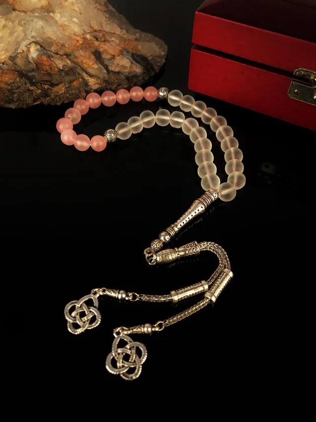 

Dr Stone Natural Stone Men 'S Pink Quartz and Matte Onyx Stone Silver Bypas 372693483