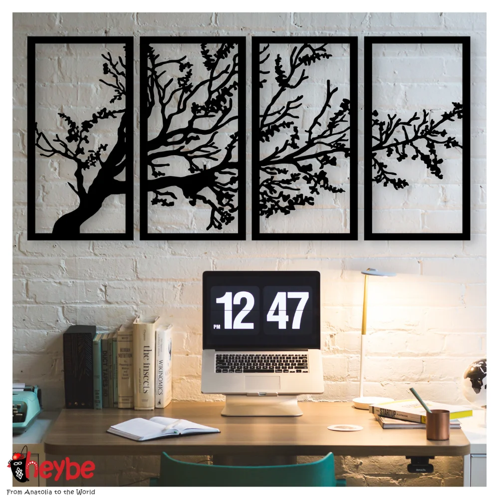 Деревянный набор из 4 деревьев Настенный декор Качественные идеи подарков