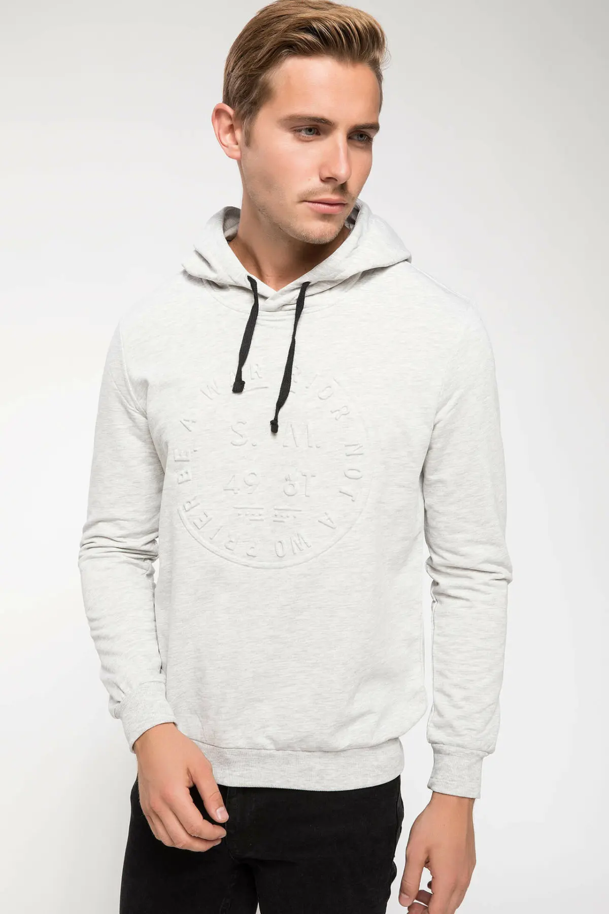 DeFacto мужские осенние чистый белый цвет хлопок комбинезон рубашки свободные с