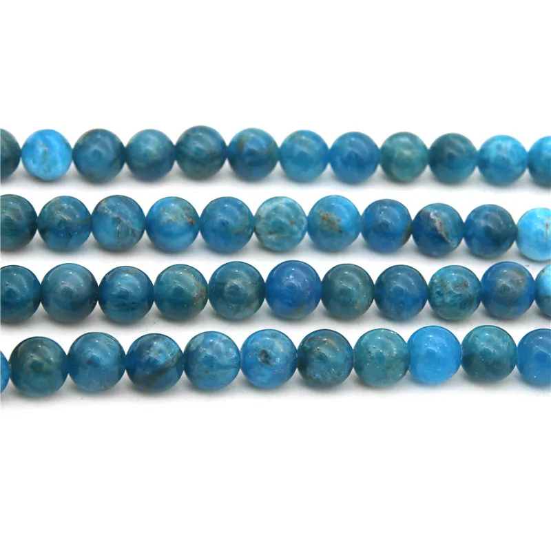 Apatite Round Shape Loose  Beads Strand 8mm Real Smooth Natural Stone Material  For DIY Making Jewelry Bracelet Earrings Craft