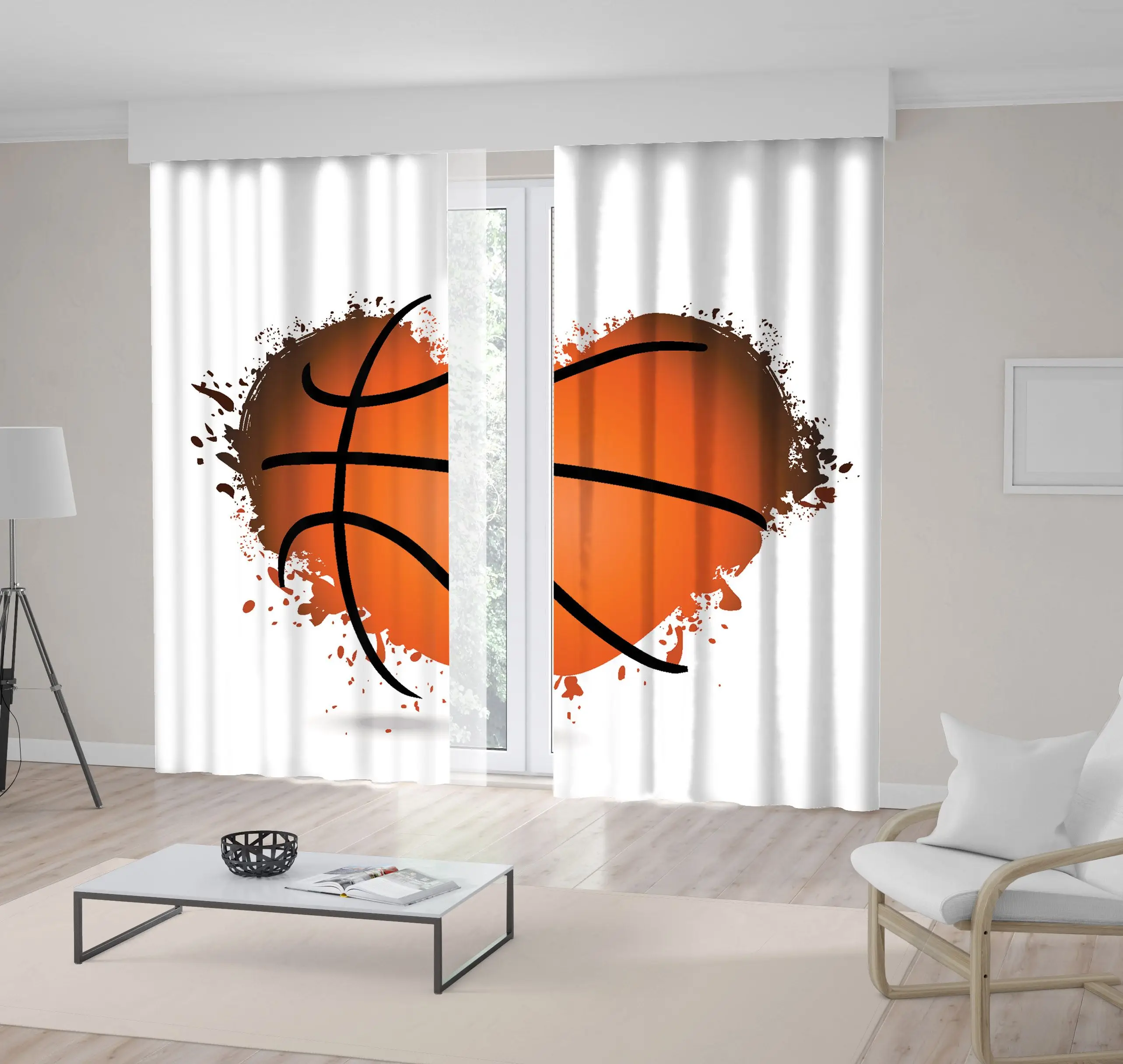 

Curtain Heart Basketball Colorful Design Elements Basketball Poster Artistic Illustration Orange