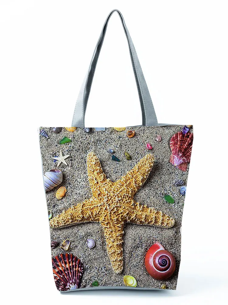 

Beach Starfish Printed Shoulder Bag Ladies Eco Friendly Practical Handbags for Women Fashion High Capacity Portable Tote Female