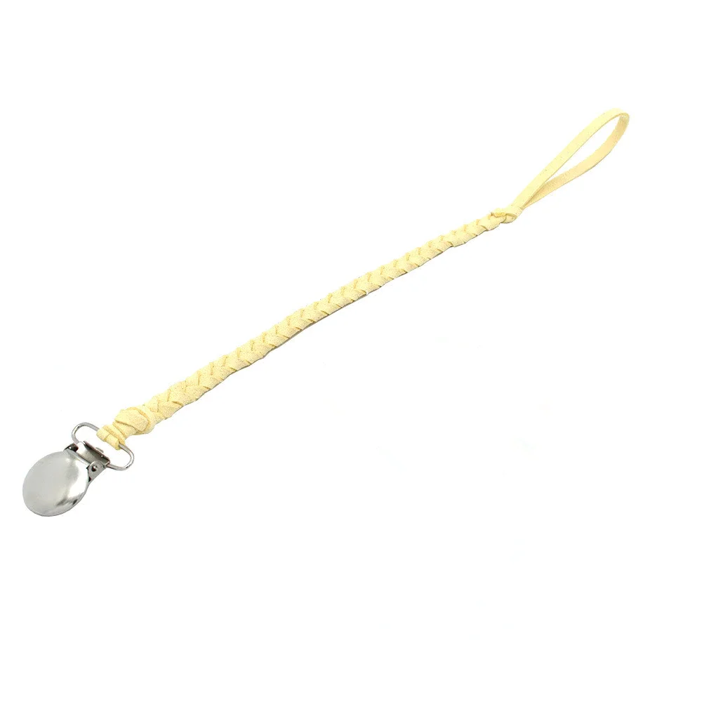MIYOCAR персонализированные любой текст соска кожаная соска клип держатель ребенка пустышка Клип цепочка для прорезывателя - Цвет: light yellow