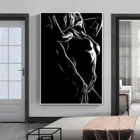 black and white nude couple canvas painting sexy body women man poster and print for living bedroom room wall art home decor