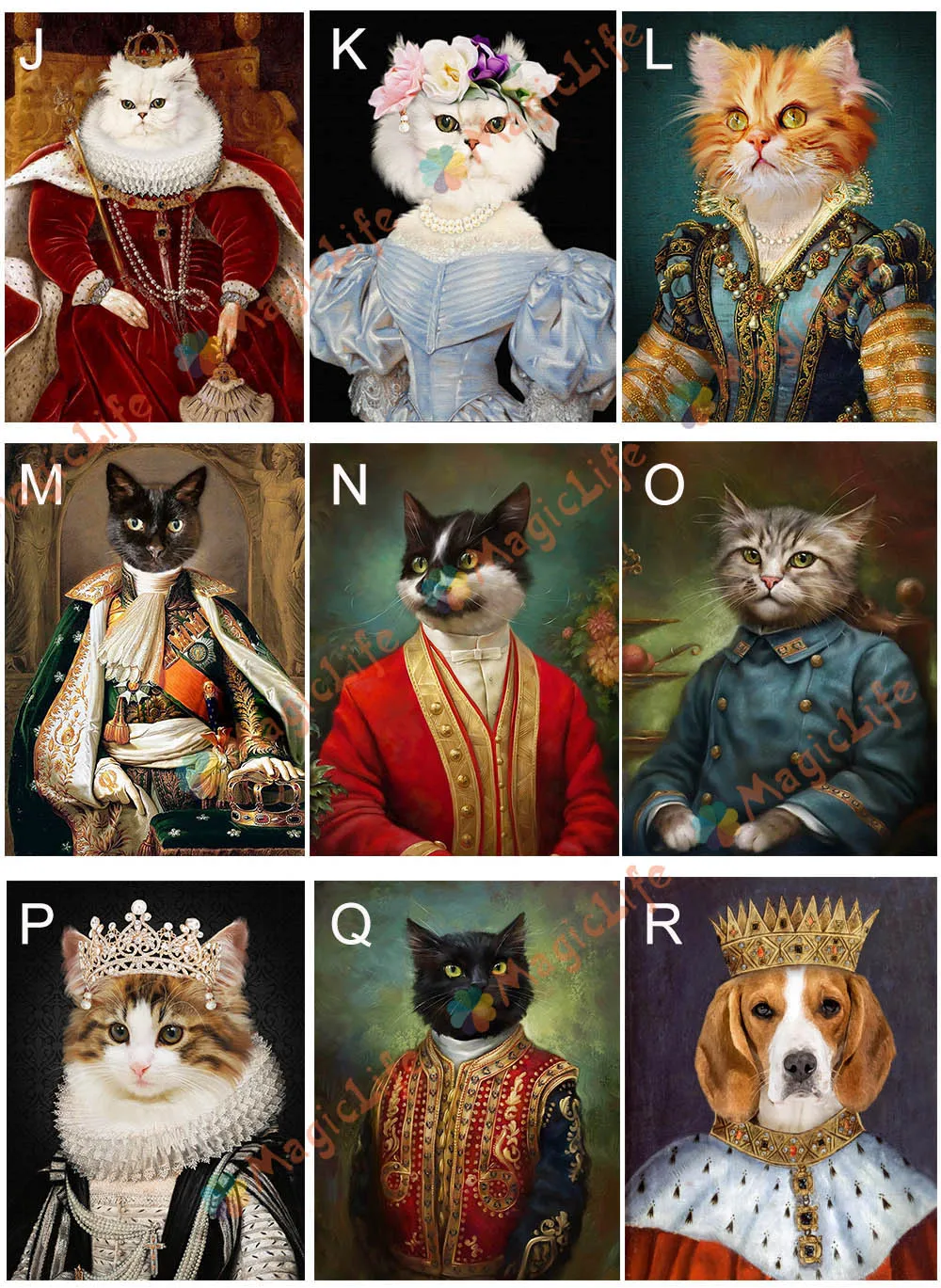 

Pet Custom Poster Animals Posters Canvas Painting Personalized Pet Customization Vintage Dresses Wall Art Pictures Unframed