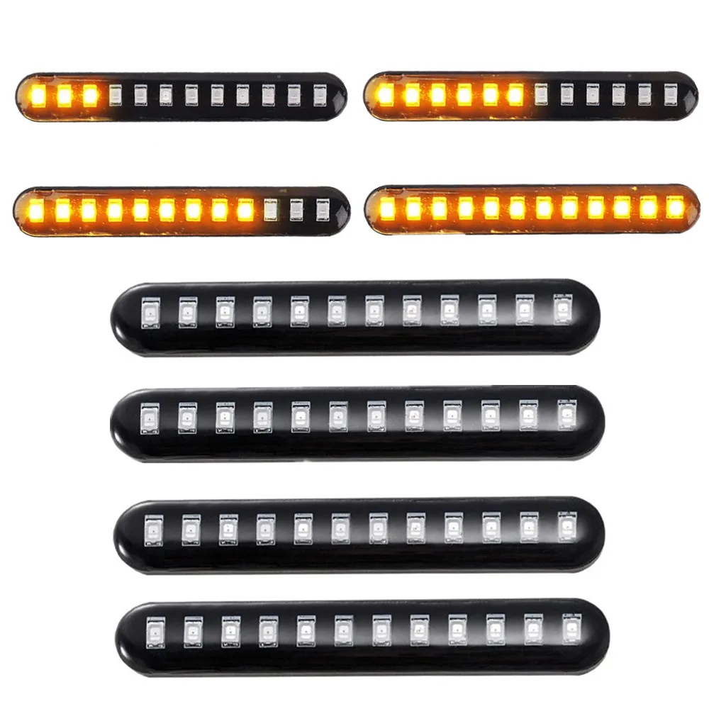 

4PCS LED Lights Flowing Water 12LED For Motorcycle Light Bar Strip Tail Turn Signal Signals Lamp Brake License Plate Light