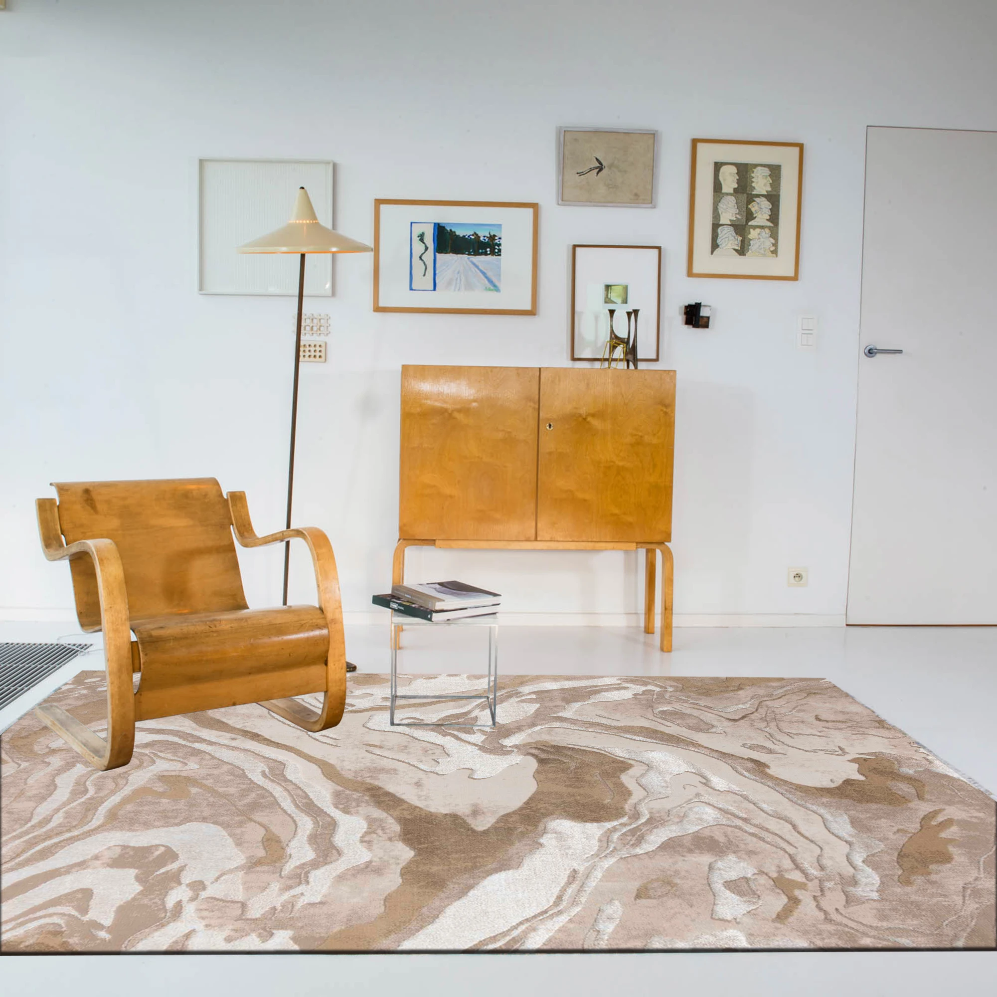

Else Brown Cream Beige Batic Water Color 3d Print Non Slip Microfiber Living Room Decorative Modern Washable Area Rug Mat