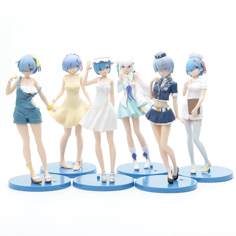 

Cartoon Anime Re:Life In A Different World From Zero Figure Standing Model Sexy Rem Desk Decor Girls Birthday Gifts 6PCS/SET A74