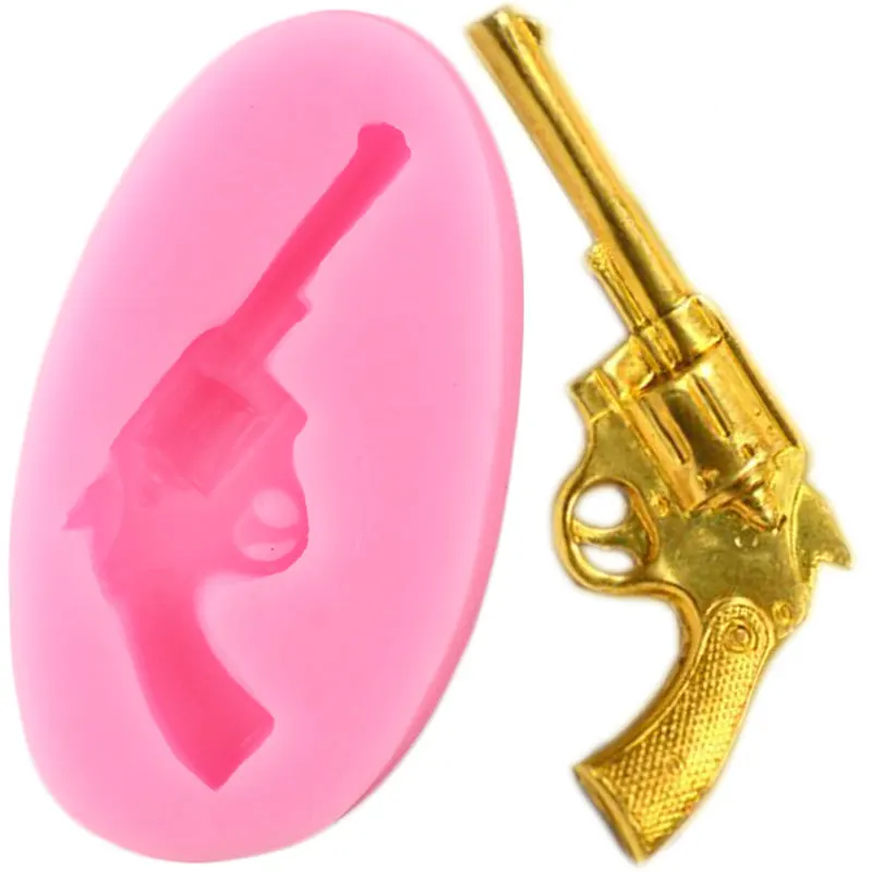 

3D Toy Gun Pistol Shape Silicone Mold Baby Party Chocolate Fondant Moulds Cupcake Topper Sugarcraft Cake Decorating Tools