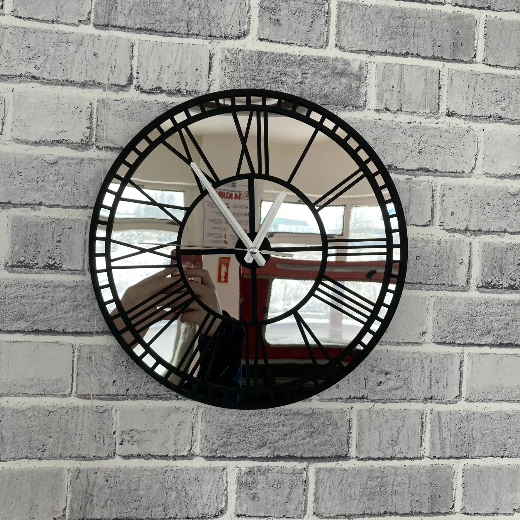 

Roman Digit Silver Mirror Wall Clock 60cm 24inch