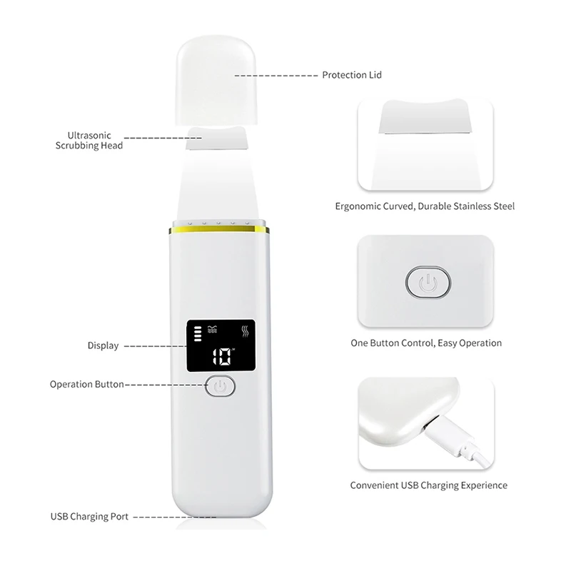 Ультразвуковой очищающий скруббер для лица Очищающий пор отшелушивающий крем