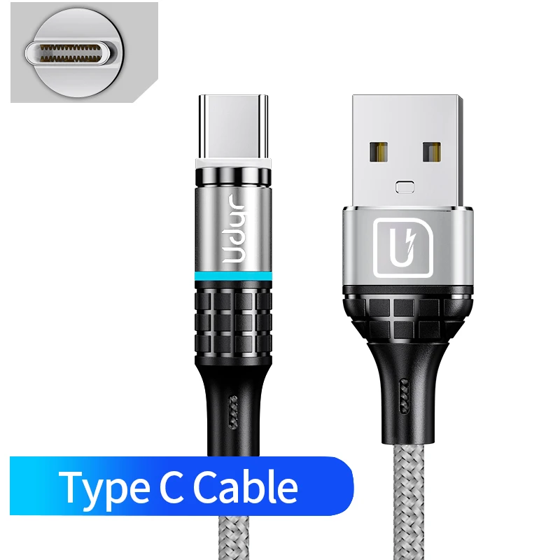 Магнитный кабель Udyr 1 м 2 м светодиодный кабель Micro usb type C Магнитный usb-кабель для зарядки iPhone X 7 8 XS Max XR huawei samsung xiaomi LG - Цвет: For Type c Sliver