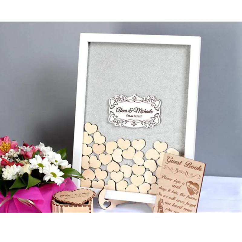 Деревянная шкатулка для гостевых книг подарок на заказ с датой тенью сердцем
