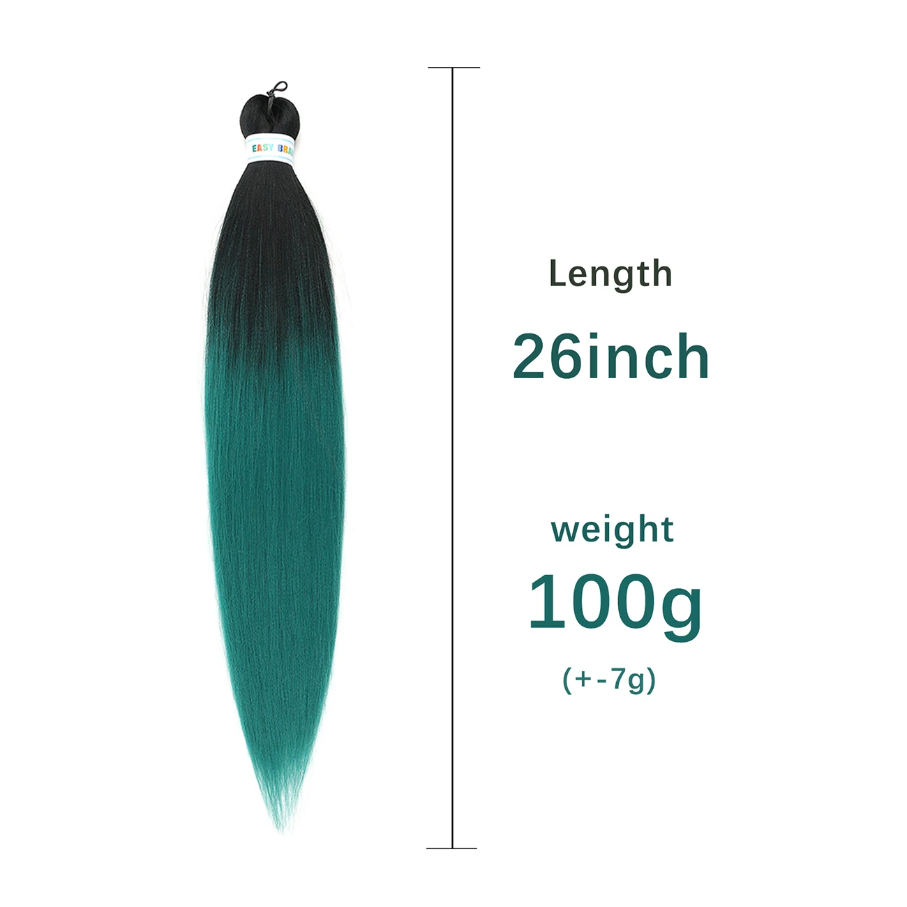 Green Color Easy Jumbo Braid Hair Long Braids Extensions Texture Synthetic 26inch 90g Woman's Pre Stretched |