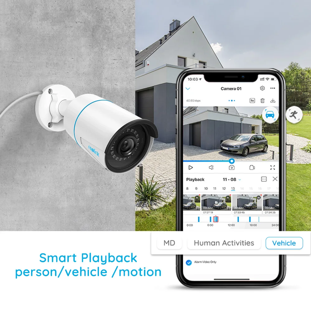 Reolink Smart Security Camera 5MP Outdoor Infrared Night Vision Cam Featured with Human/Car Detection RLC-510A