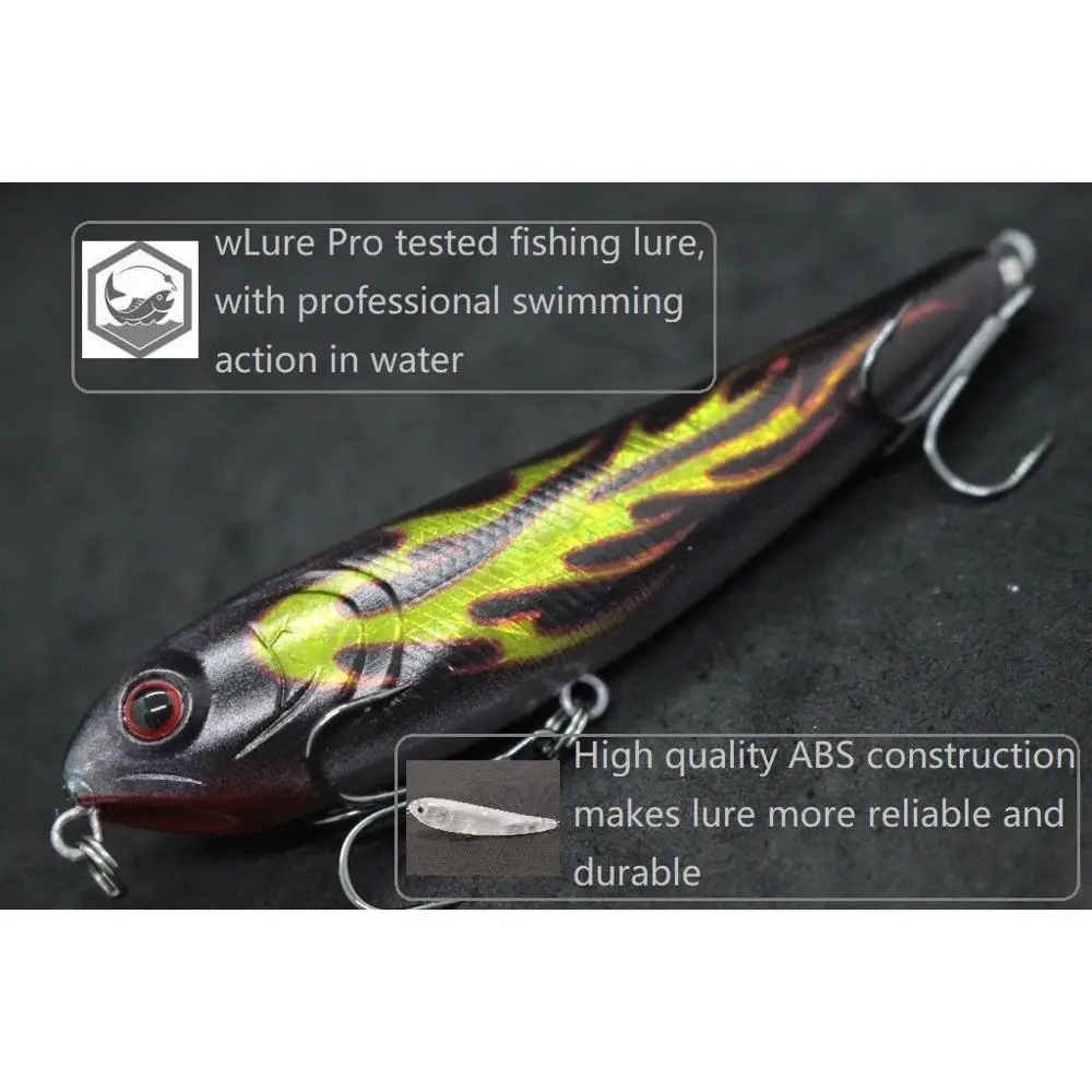 wLure 10cm 18g Long Casting Topwater Popper Walking Lure ZigZag Action Floating Bait 3D Hard Eyes Fishing Lure W635