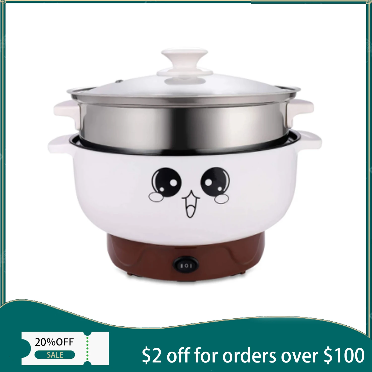 

26cm Multifunctional Stainless Cooking Pots Electric Pot Wok Steamer Non-stick Pot with Steamer Electric Cooker noodles hot pot