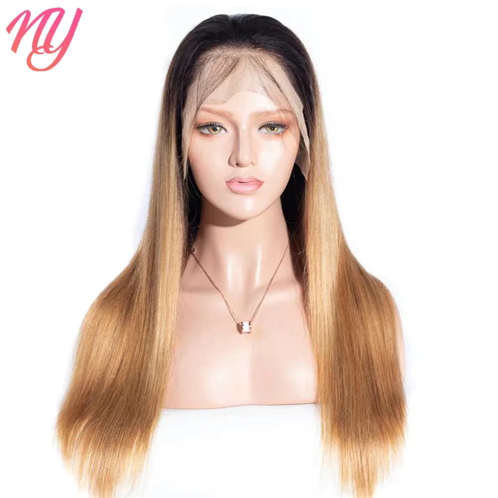 180% Ombre Hd Lace Front Human Hair Wigs Colored Lace Closure Wig For Black Women 1b27 Honey Blonde Straight Wig Remy Hair