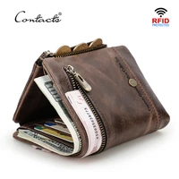 contacts casual wallet genuine leather men wallets short male purse card holder zipper coin bag quality leather man wallet rfid