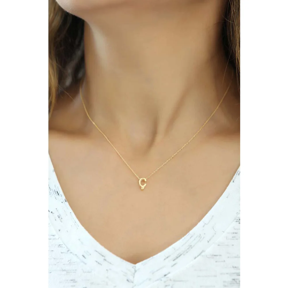 

Минималистское ожерелье с подвеской в виде буквы C "O", ювелирные изделия из стерлингового серебра 925 пробы, розовое золото, с цепочкой