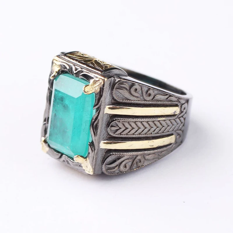 

Tourmaline Ring, 925 Silver Ring For Men, Sterling Silver 18k Gold plated Handmade Oval