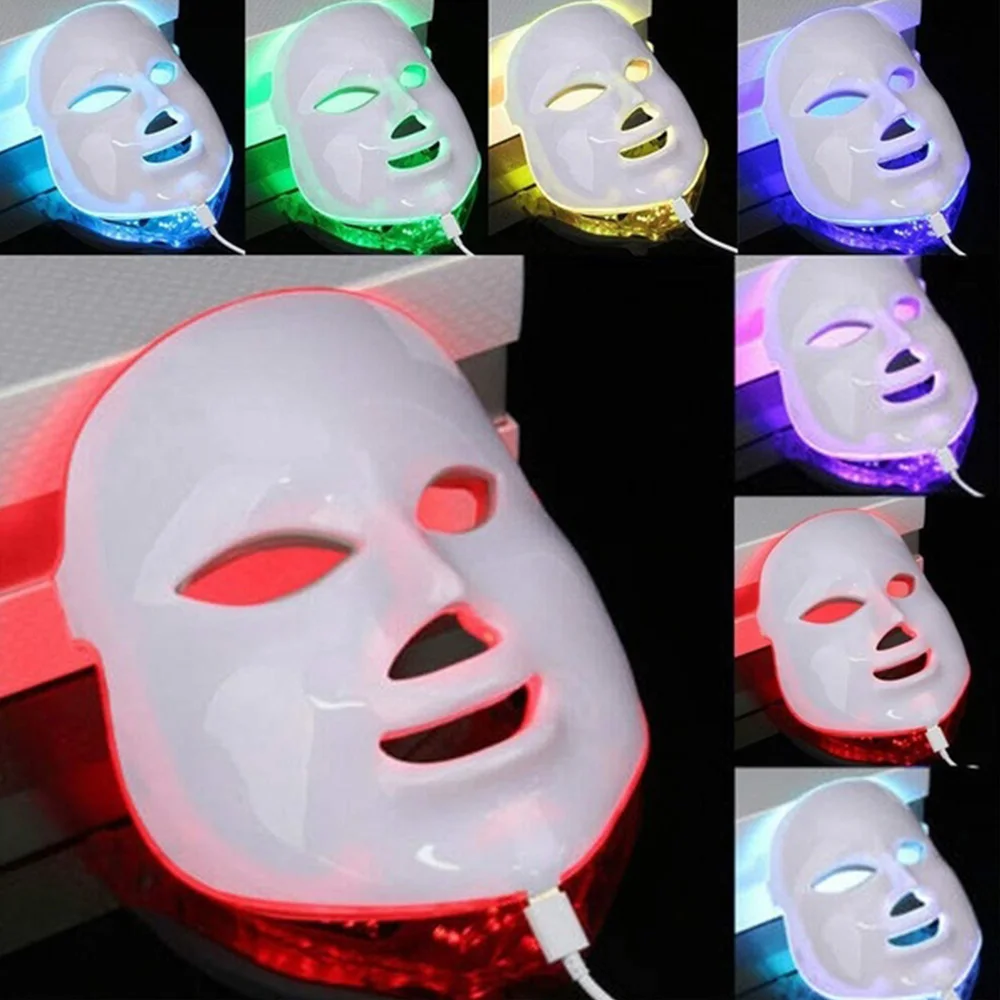 

LED EMS Facial Mask With Neck Skin Rejuvenation Face Care Treatment Beauty Anti Acne Colourful Light Therapy Whitening Instru