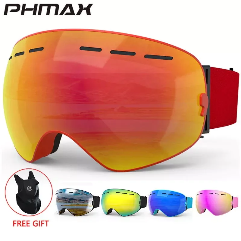 

Зимние лыжные очки PHMAX с лыжной маской, очки для сноуборда, лыжные очки, двухслойная защита UV400, противотуманные зимние лыжные очки