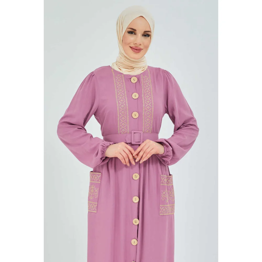 THICK BELTED EMBROIDERED HIJAB DRESS TREND FASHION FAST DELIVERY muslim dress women abaya kaftan modest dress abayas for women a