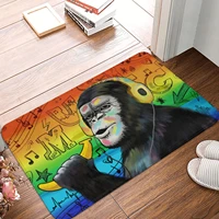 headphone monkey mat camper carpet bathroom doormat indoor floor rugs absorbent polyester anti slip pet pad kitchen rug