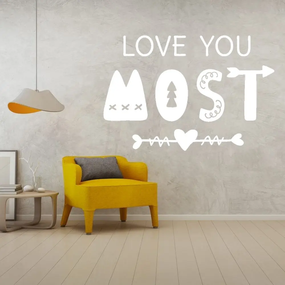 Love You Most Word Text Art Decals Wall Vinyl Sticker For Home And Kid's Room Decoration A001733 | Дом и сад