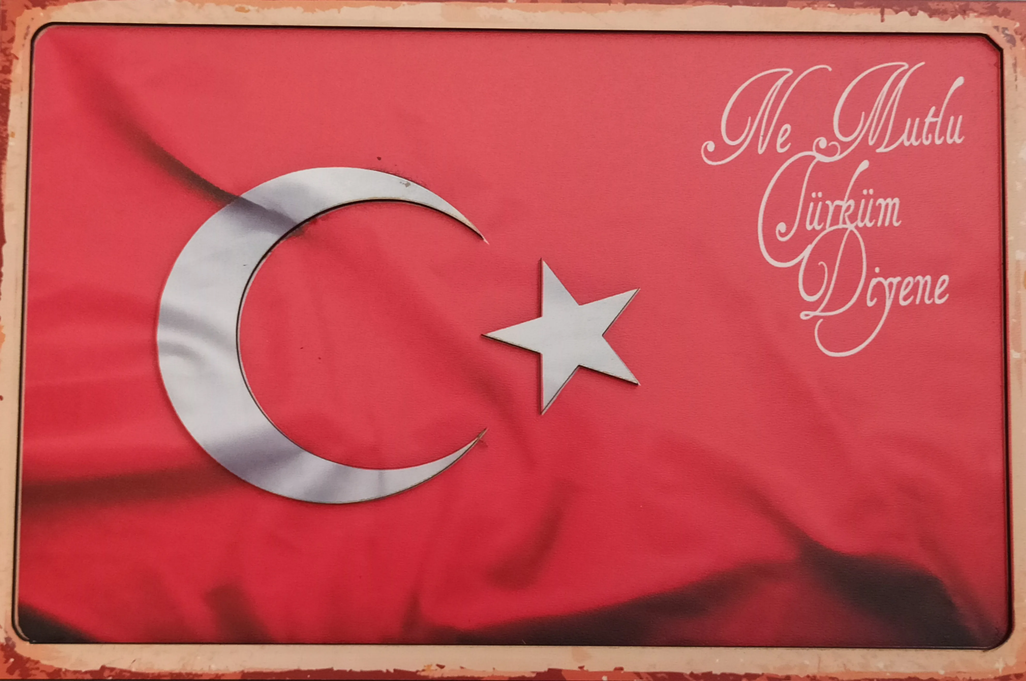 

Turkey Flag Wooden Retro