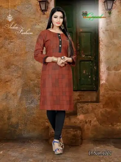 Индийская традиционная Курти 3 четверти рукав Хлопок Курта Болливуд