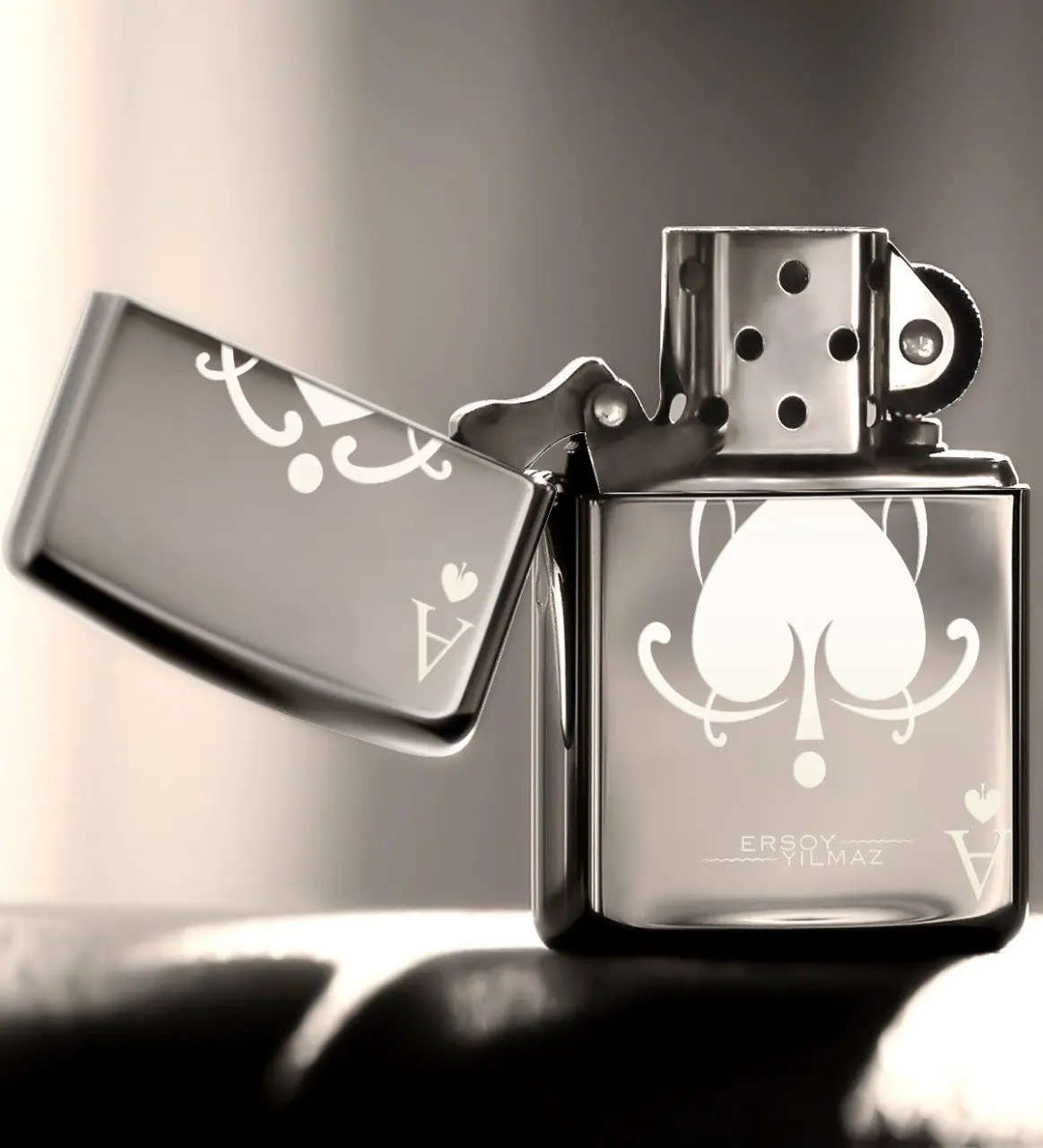 

Personalized Ace Of Spades Gasoline Silver Gray Metal Lighter