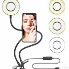 Кольцевая лампа 8.5 см LED с гибким держателем для телефона на прищепке