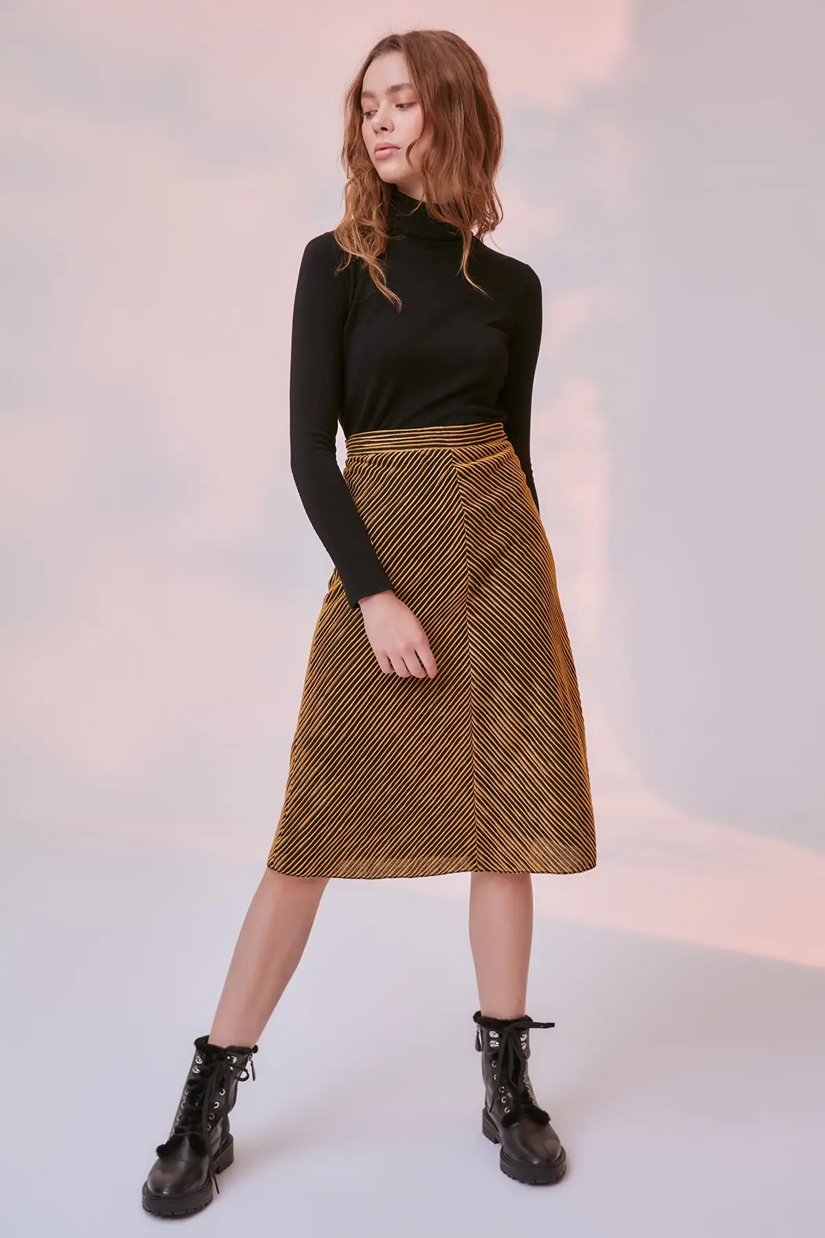 Трикотажная юбка в полоску с рисунком корицы TWOAW20ET0271|Женские юбки| |